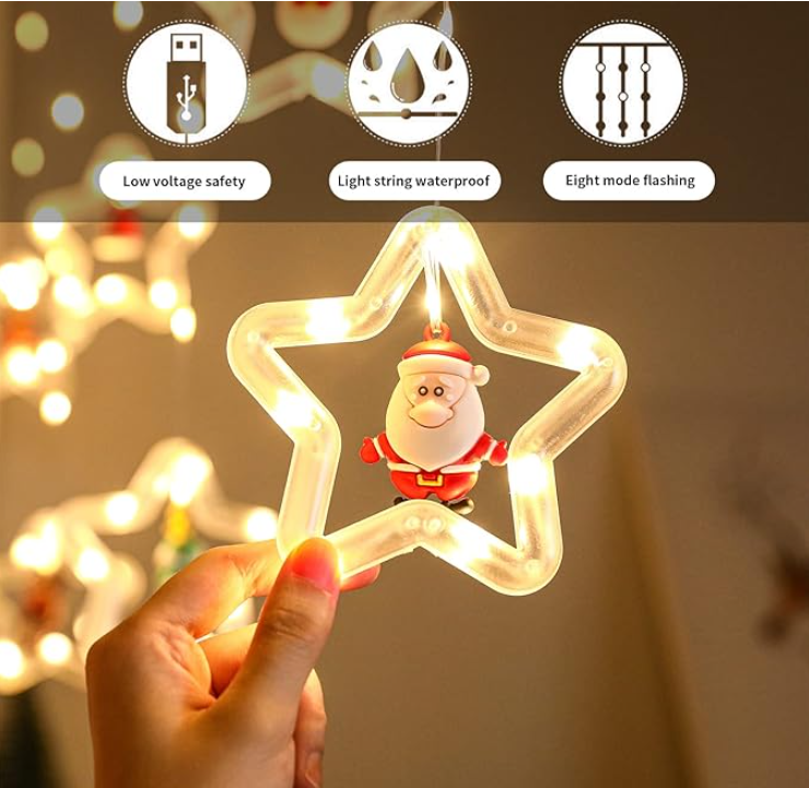 Luces de ventana de estrella de Navidad para interiores