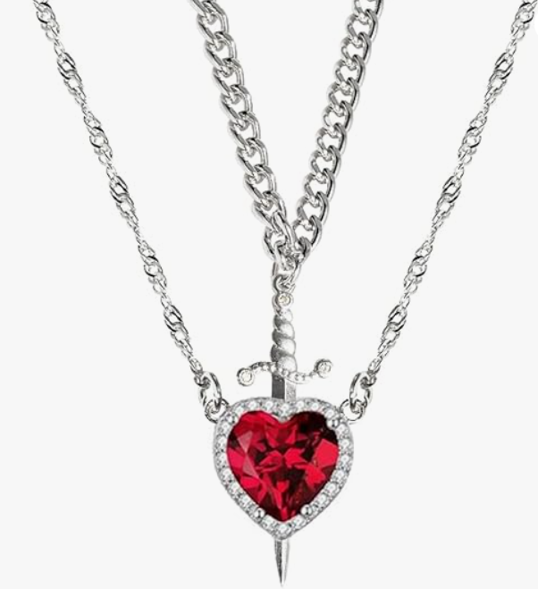Collar de espada de corazón para parejas