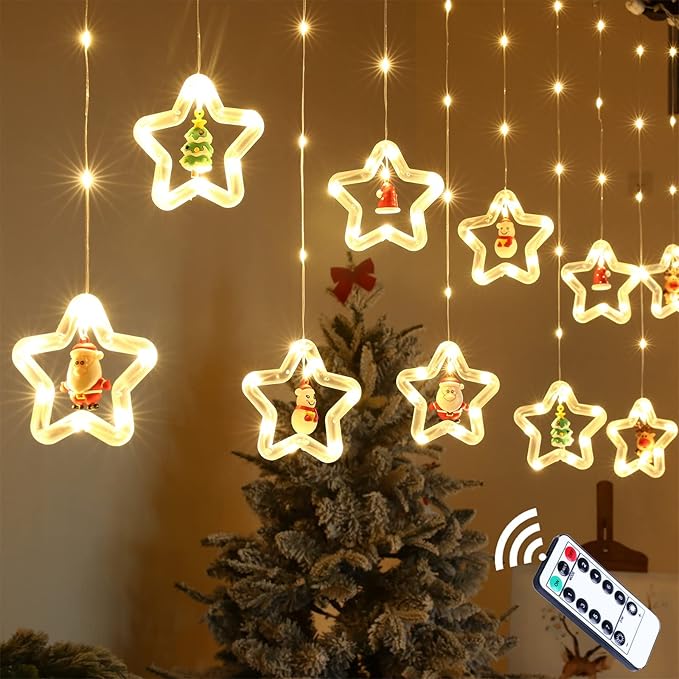 Luces de ventana de estrella de Navidad para interiores